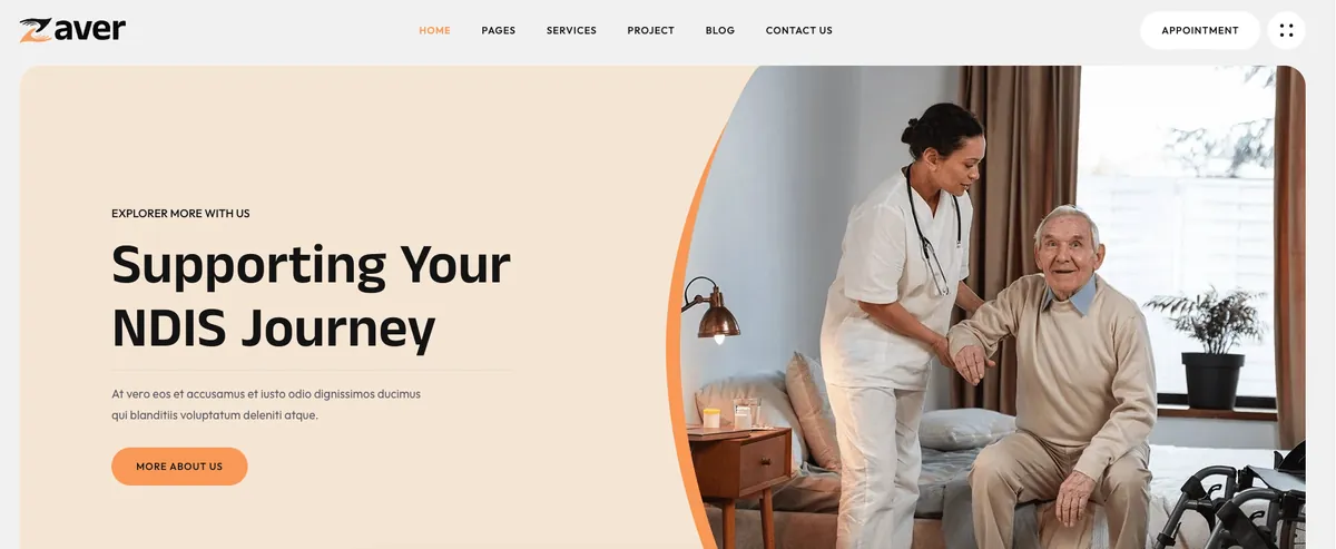 Aver NDIS website homepage screenshot