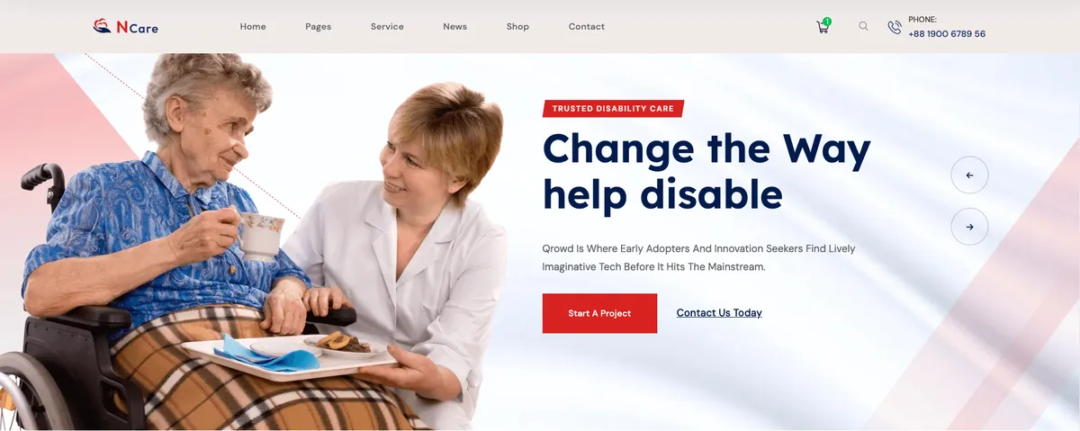 NCare NDIS website homepage screenshot